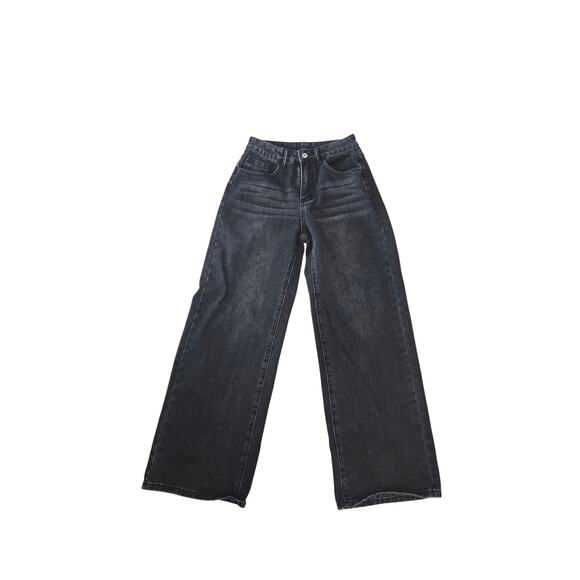 Shein Spider Graphic Black Wide Leg Jeans Size 26 - Picture 1 of 6